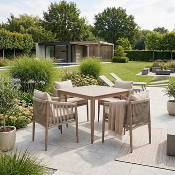 Havemøbelsæt HOME4YOU Medina bord og 4 stole beige - Beige - Havemøbler - Udendørsgruppe - Havesæt