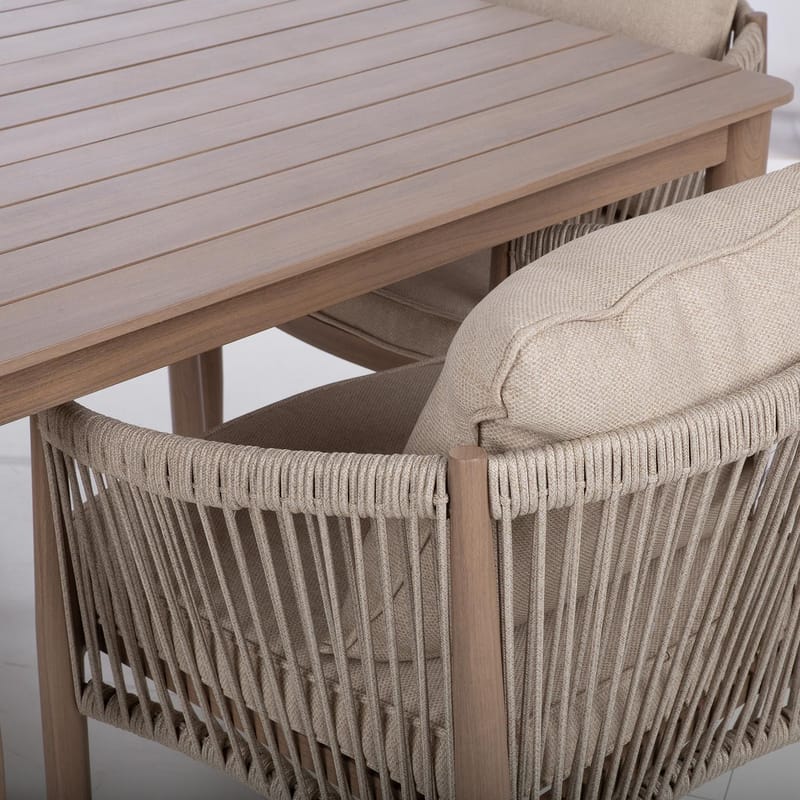 Havemøbelsæt HOME4YOU Medina bord og 4 stole beige - Beige - Havemøbler - Udendørsgruppe - Havesæt