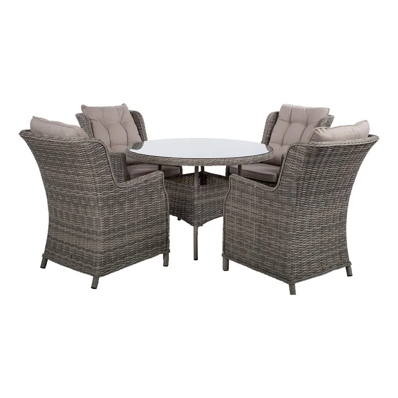 Havemøbelsæt HOME4YOU Trento bord og 4 stole - lysegrå - Havemøbler - Udendørsgruppe - Havesæt