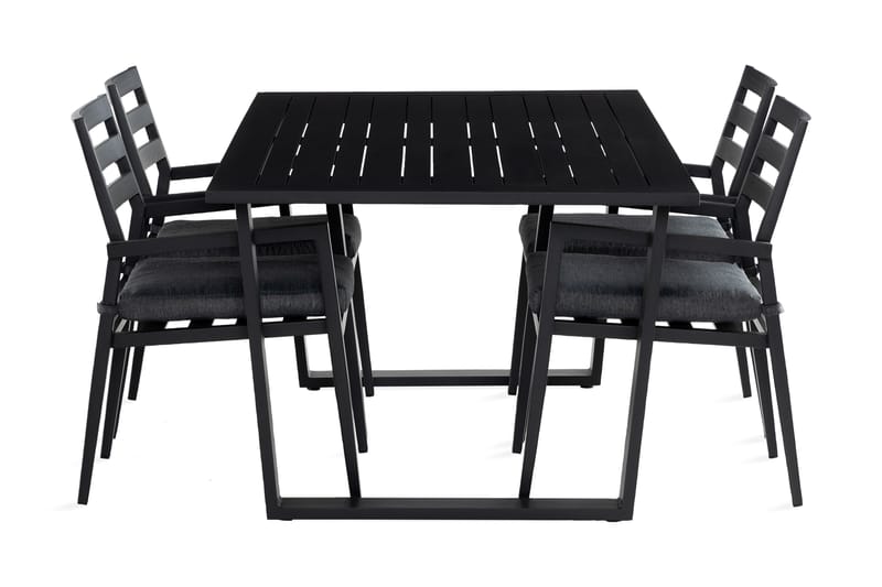Adavid Spisebordssæt 180 cm + 4 Stabelstole - Sort - Havesæt