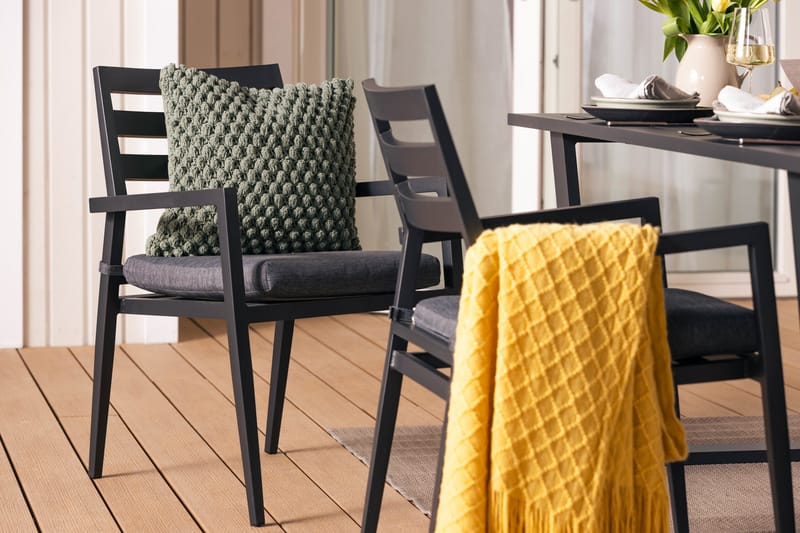 Adavid Spisebordssæt 180 cm + 4 Stabelstole - Sort - Havesæt