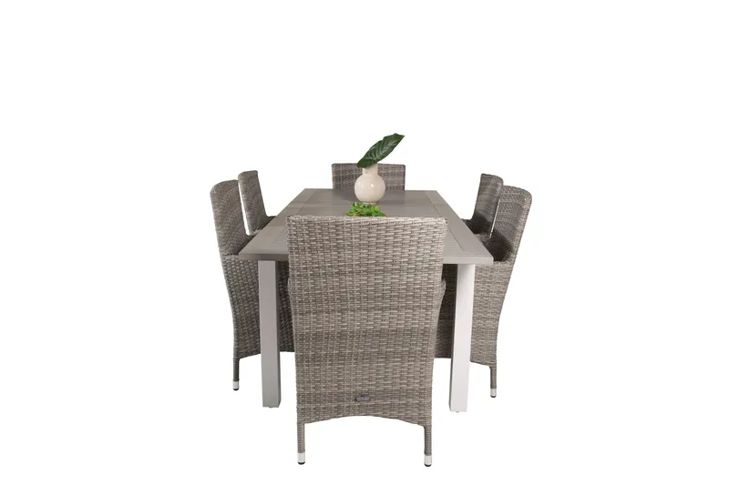 Albany Spisebordssæt 152 cm med 6 st Malin Stole, Grå