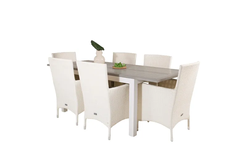 Albany Spisebordssæt 152 cm med 6 st Malin Stole, Hvid