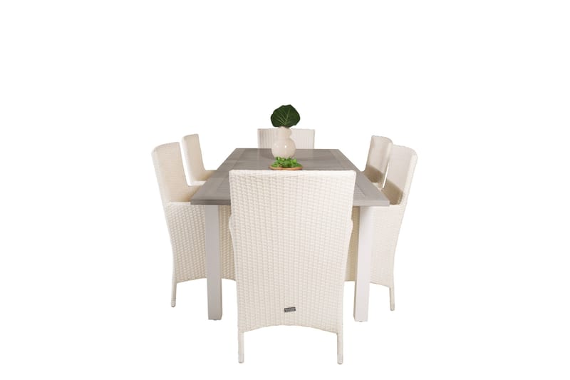 Albany Spisebordssæt 152 cm med 6 st Malin Stole - Hvid - Havemøbler - Udendørsgruppe - Havesæt