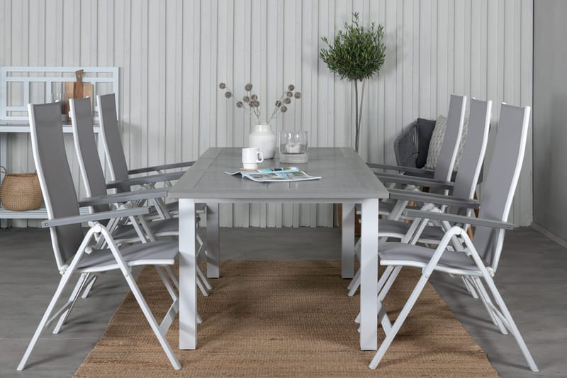 Albany Udvideligt Spisebordssæt 152-210cm + 6 Stole, Brun/Hvid