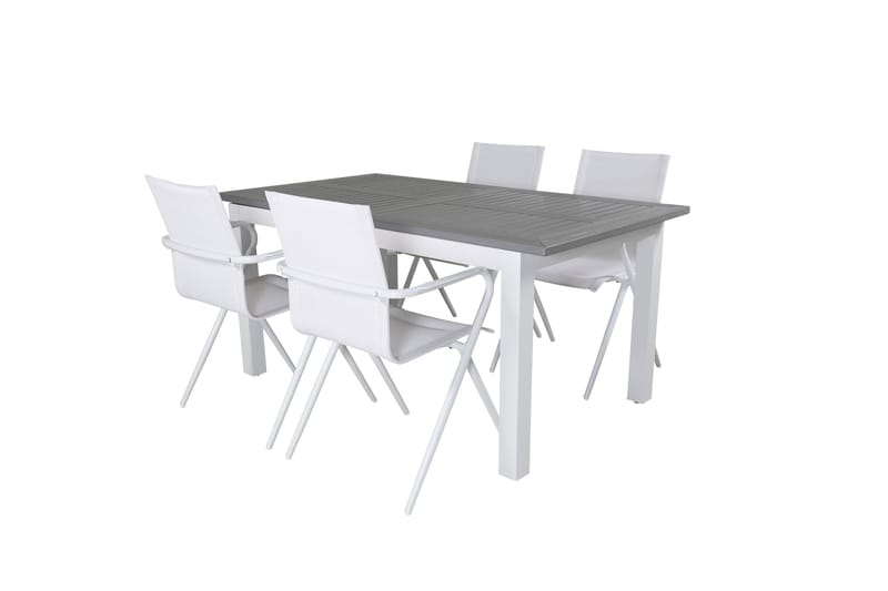 Albany Udvideligt Spisebordssæt 152cm + 4 Alina Stole, Grå/Hvid