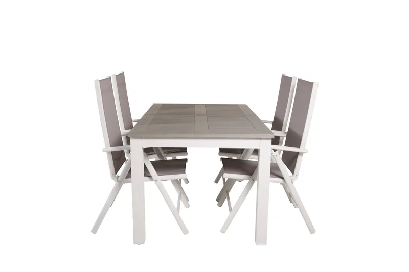 Albany Udvideligt Spisebordssæt 152cm + 4 Break Stole, Grå/Hvid