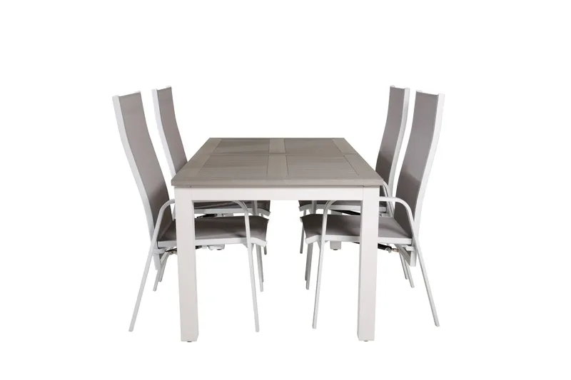 Albany Udvideligt Spisebordssæt 152cm + 4 Copacabana Stole, Hvid