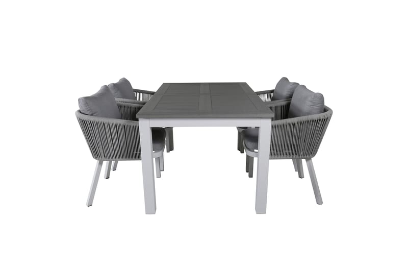 Albany Udvideligt Spisebordssæt 152cm + 4 Virya Stole, Grå/Hvid
