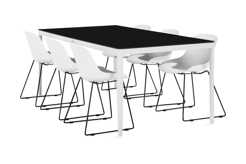 Alex Spisebordssæt + 6 Lecce Spisestole - Hvid / grå - Havesæt
