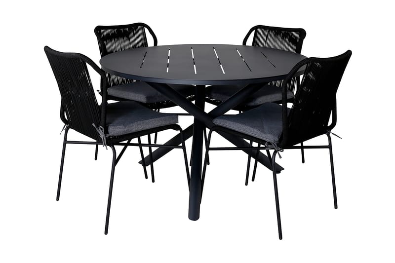 Alma Spisebordssæt Ø120cm + 4 Julian Stole, Sort