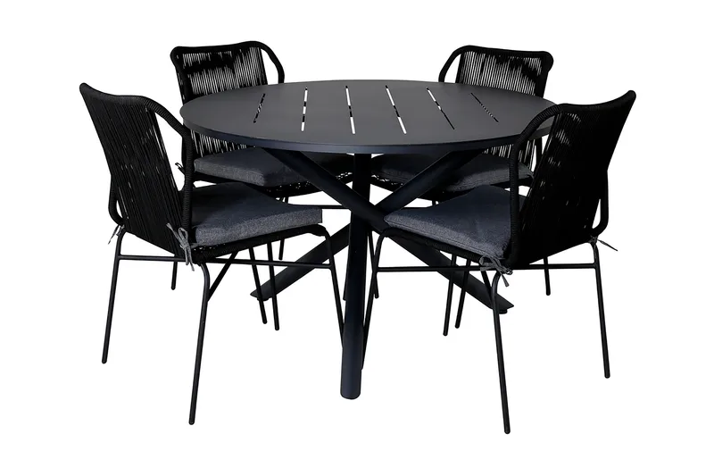 Alma Spisebordssæt Ø120cm + 4 Julian Stole, Sort