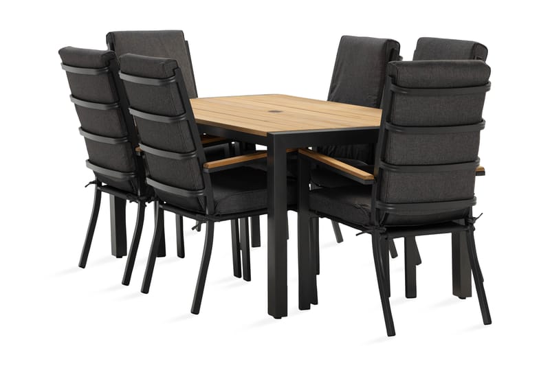 Argonia Spisebordssæt 160 cm + 6 Stole - Sort - Havemøbler - Udendørsgruppe - Havesæt
