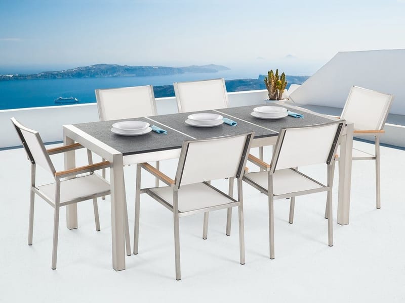 Bacoli Spisebordssæt 180 cm + 6 Stole, Grå