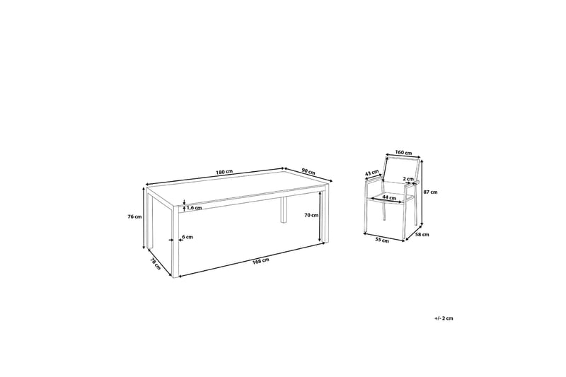 Bacoli Spisebordssæt 180 cm + 6 Stole - Sort - Havemøbler - Udendørsgruppe - Havesæt