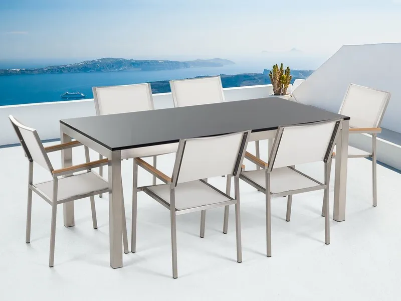 Bacoli Spisebordssæt 180 cm + 6 Stole, Sort