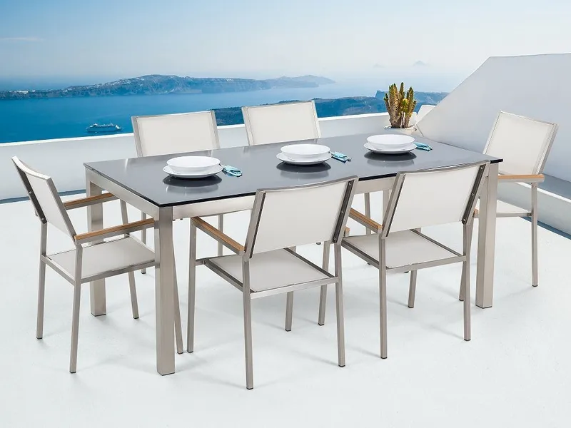 Bacoli Spisebordssæt 180 cm + 6 Stole, Sort