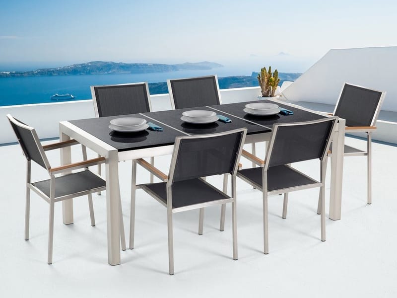Bacoli Spisebordssæt 180 cm + 6 Stole, Sort