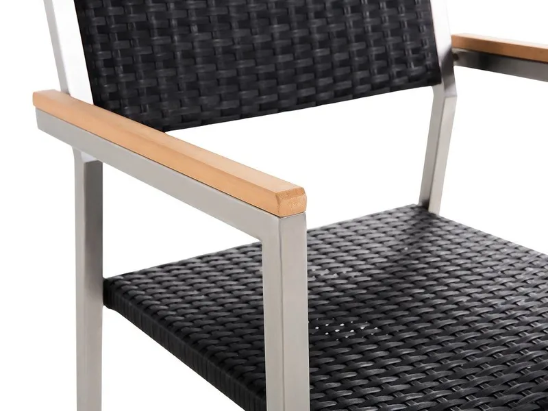Bacoli Spisebordssæt 180 cm + 6 Stole - Sort - Havemøbler - Udendørsgruppe - Havesæt