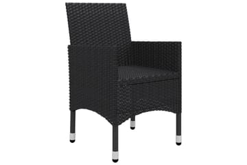 Bistrosæt 3 dele polyrattan og hærdet glas sort - Sort - Havemøbler - Udendørsgruppe - Havesæt