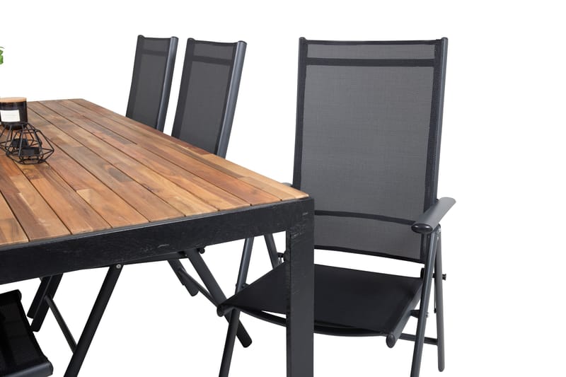 Bois Spisebordssæt 200cm + 6 Break Positionsstolee - Sort/Grå - Havemøbler - Udendørsgruppe - Havesæt