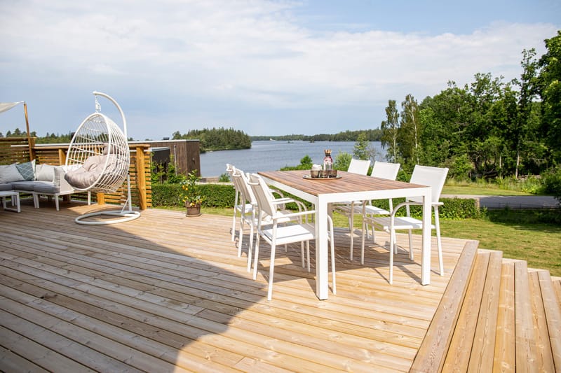 Bois Spisebordssæt 200cm + 6 Santorini Armstole, Natur/Hvid