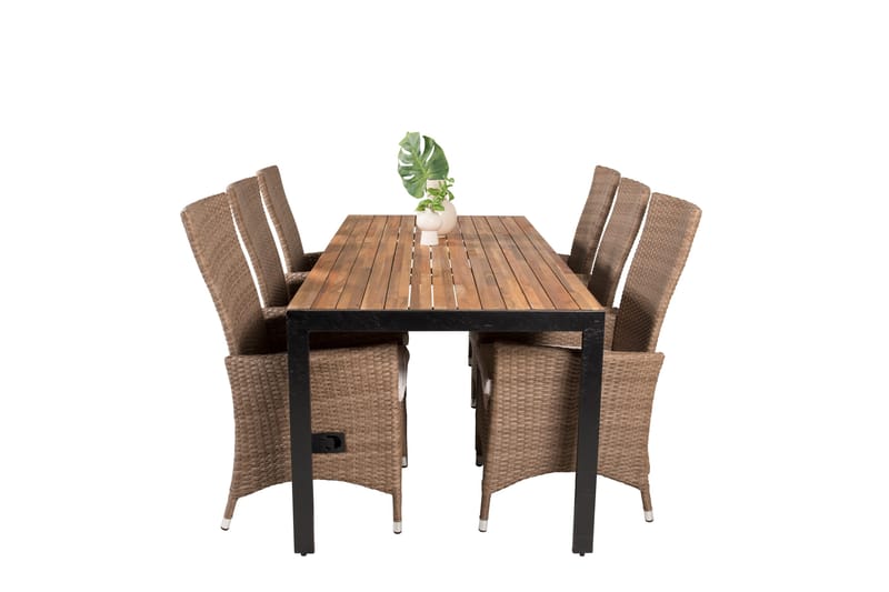 Bois Spisebordssæt 200cm + 6 Padova Reclinerstole - Antracit - Havemøbler - Udendørsgruppe - Havesæt