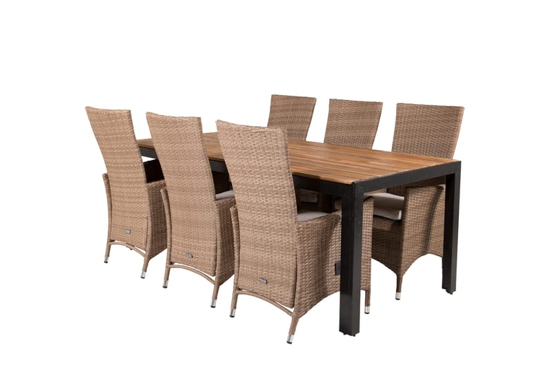 Bois Spisebordssæt 200cm + 6 Padova Reclinerstole - Antracit - Havemøbler - Udendørsgruppe - Havesæt