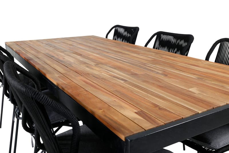Bois Spisebordssæt 205cm + 6 Julian Stole - Sort/Brun - Havemøbler - Udendørsgruppe - Havesæt