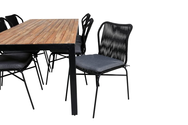 Bois Spisebordssæt 205cm + 6 Julian Stole - Sort/Brun - Havemøbler - Udendørsgruppe - Havesæt