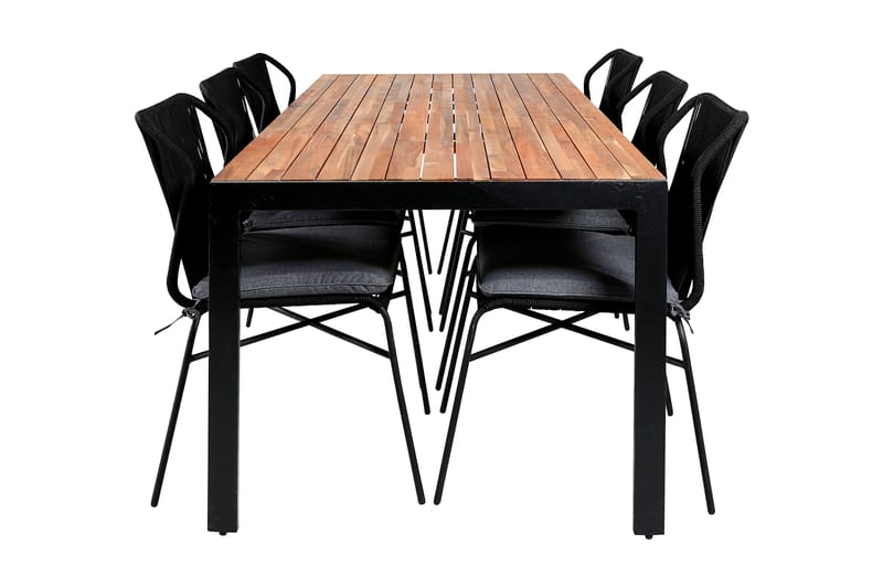 Bois Spisebordssæt 205cm + 6 Julian Stole - Sort/Brun - Havemøbler - Udendørsgruppe - Havesæt