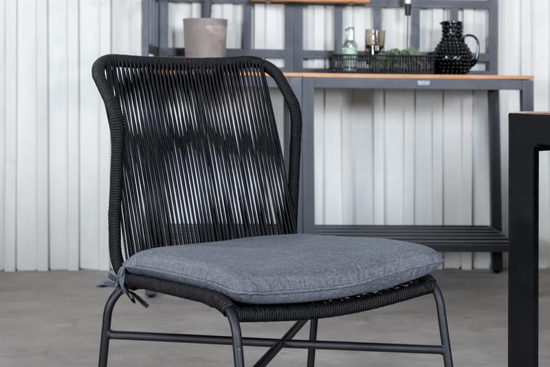 Bois Spisebordssæt 205cm + 6 Julian Stole - Sort/Brun - Havemøbler - Udendørsgruppe - Havesæt