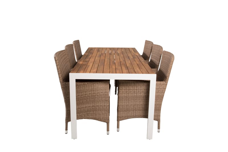 Bois Spisebordssæt med 6 st Malin Stole - Beige/Brun - Havemøbler - Udendørsgruppe - Havesæt