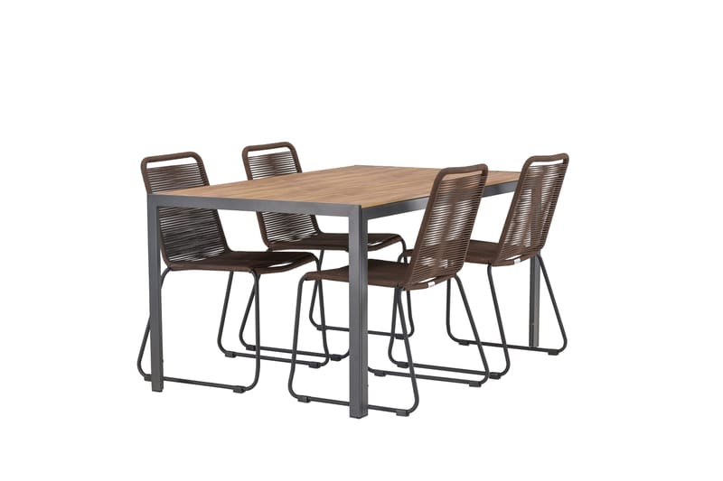 Break Spisegruppe 150 cm + 4 Lindos Spisestole - Brun - Havemøbler - Udendørsgruppe - Havesæt