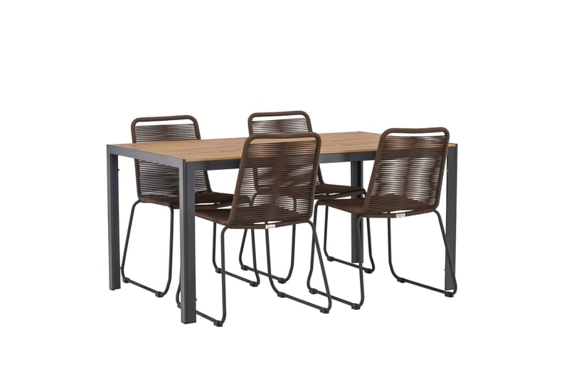Break Spisegruppe 150 cm + 4 Lindos Spisestole - Brun - Havemøbler - Udendørsgruppe - Havesæt