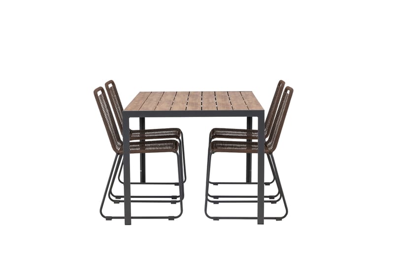 Break Spisegruppe 150 cm + 4 Lindos Spisestole - Brun - Havemøbler - Udendørsgruppe - Havesæt