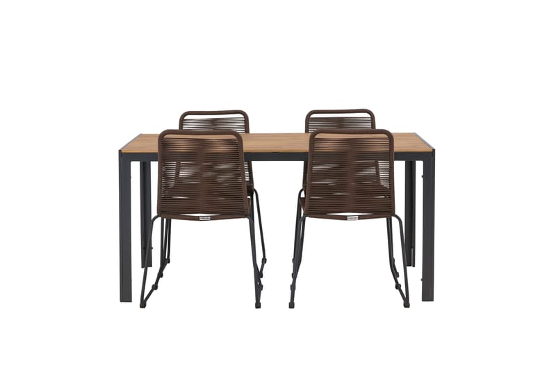 Break Spisegruppe 150 cm + 4 Lindos Spisestole - Brun - Havemøbler - Udendørsgruppe - Havesæt