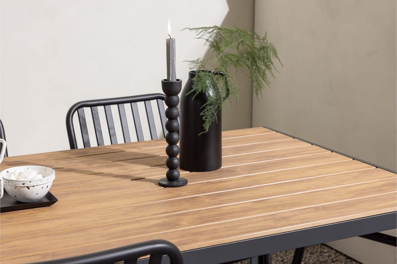 Break Spisegruppe 150 cm + 4 Peking Armlænsstole - Sort/Brun - Havemøbler - Udendørsgruppe - Havesæt