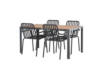 Break Spisegruppe 150 cm + 4 Peking Armlænsstole - Sort/Brun - Havemøbler - Udendørsgruppe - Havesæt