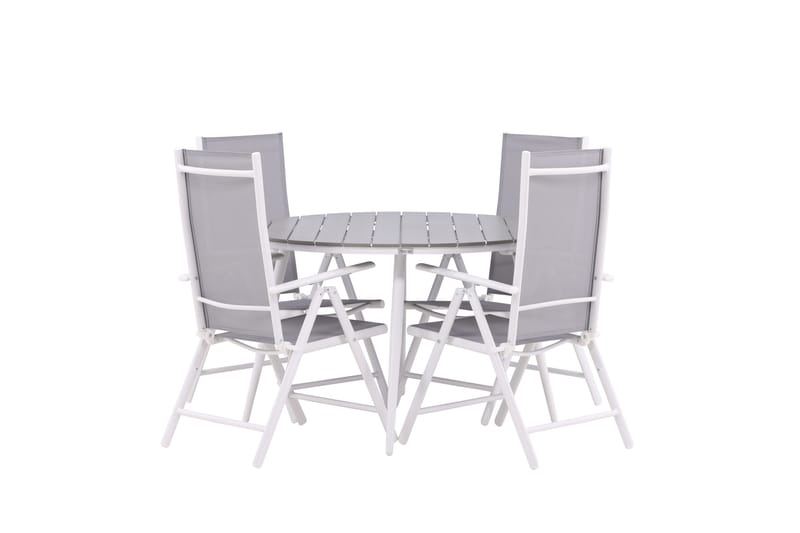 Break Spisegruppe Rund 120 cm + 4 Break Positionsstolee, Hvid/Grå
