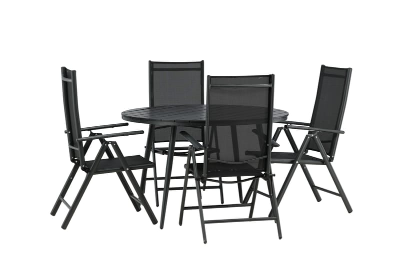 Break Spisegruppe Rund 120cm + 4 Break Positionsstolee - Sort - Havemøbler - Udendørsgruppe - Havesæt