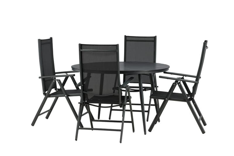 Break Spisegruppe Rund 120cm + 4 Break Positionsstolee - Sort - Havemøbler - Udendørsgruppe - Havesæt