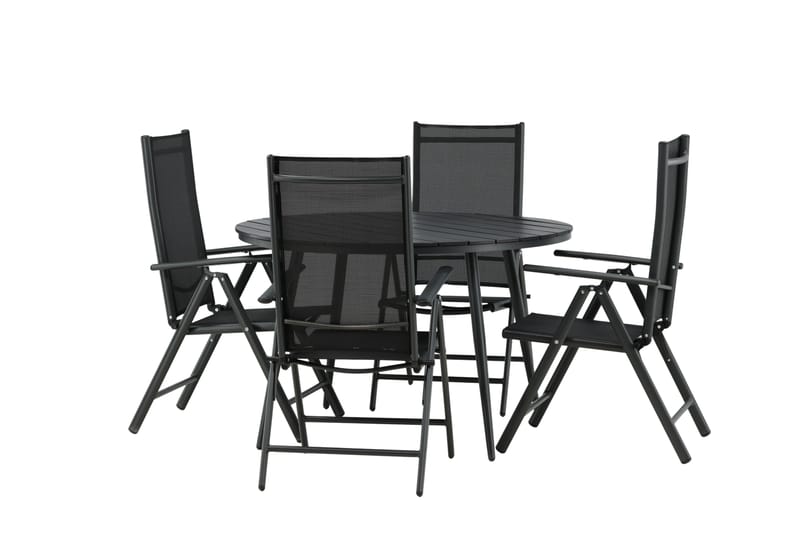 Break Spisegruppe Rund 120cm + 4 Break Positionsstolee - Sort - Havemøbler - Udendørsgruppe - Havesæt