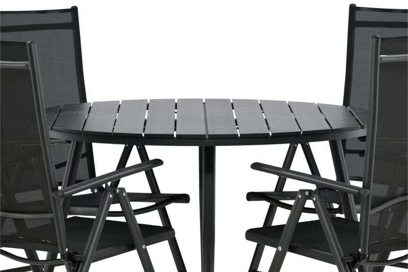 Break Spisegruppe Rund 120cm + 4 Break Positionsstolee - Sort - Havemøbler - Udendørsgruppe - Havesæt