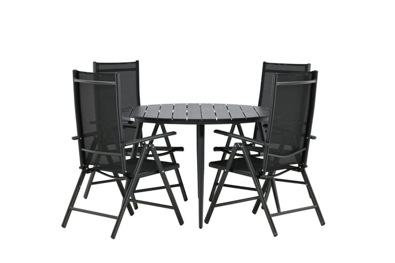 Break Spisegruppe Rund 120cm + 4 Break Positionsstolee - Sort - Havemøbler - Udendørsgruppe - Havesæt