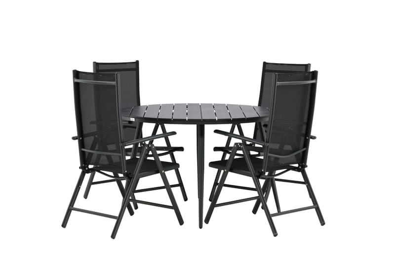 Break Spisegruppe Rund 120cm + 4 Break Positionsstolee - Sort - Havemøbler - Udendørsgruppe - Havesæt