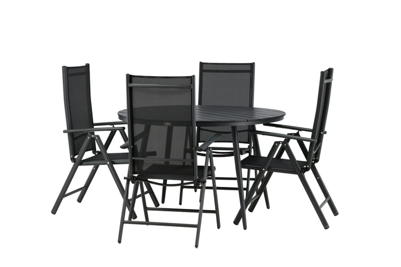 Break Spisegruppe Rund 120cm + 4 Break Positionsstolee - Sort - Havemøbler - Udendørsgruppe - Havesæt