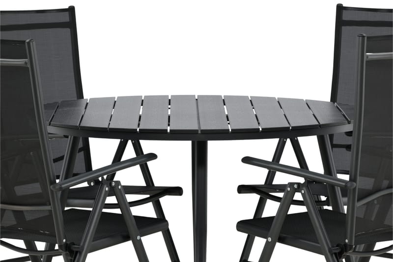 Break Spisegruppe Rund 120cm + 4 Break Positionsstolee - Sort - Havemøbler - Udendørsgruppe - Havesæt