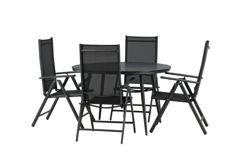Break Spisegruppe Rund 120cm + 4 Break Positionsstolee - Sort - Havemøbler - Udendørsgruppe - Havesæt