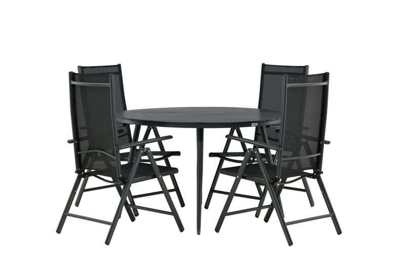 Break Spisegruppe Rund 120cm + 4 Break Positionsstolee - Sort - Havemøbler - Udendørsgruppe - Havesæt